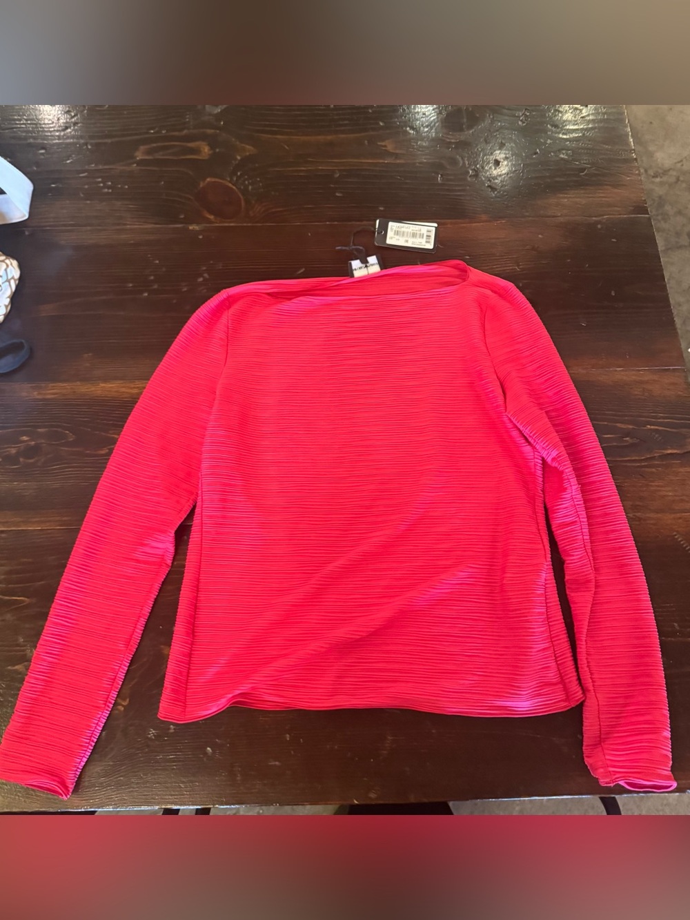 Emporio Armani Long-Sleeve Ribbed Top in Vibrant Pink